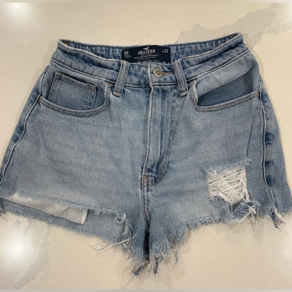Hollister Light Wash Distressed Denim Cutoff Shorts